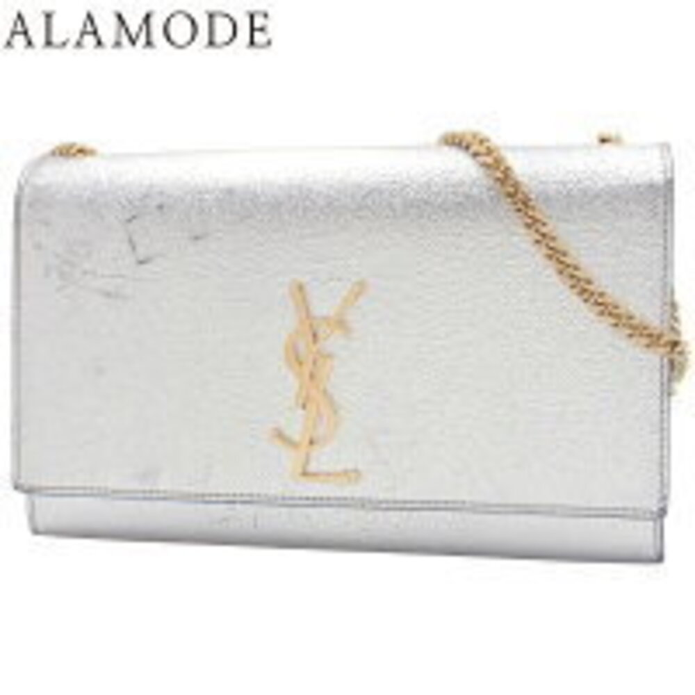 SAINT LAURENT PARIS Kate Shoulder Bag Chain Crossbody YSL Leather Silver